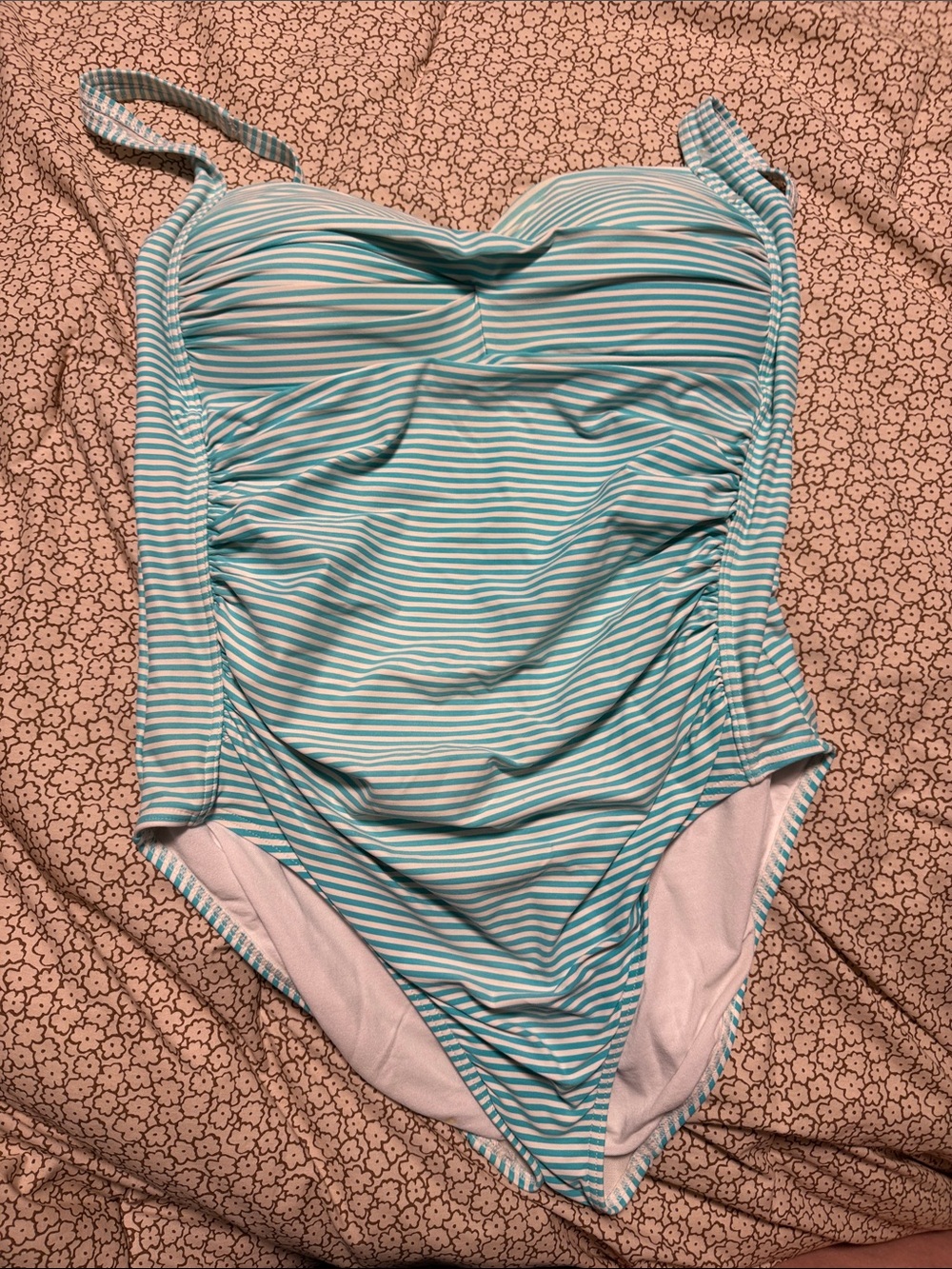 NWOT bond-eye Aqua & White Striped One-Piece Swimsuit